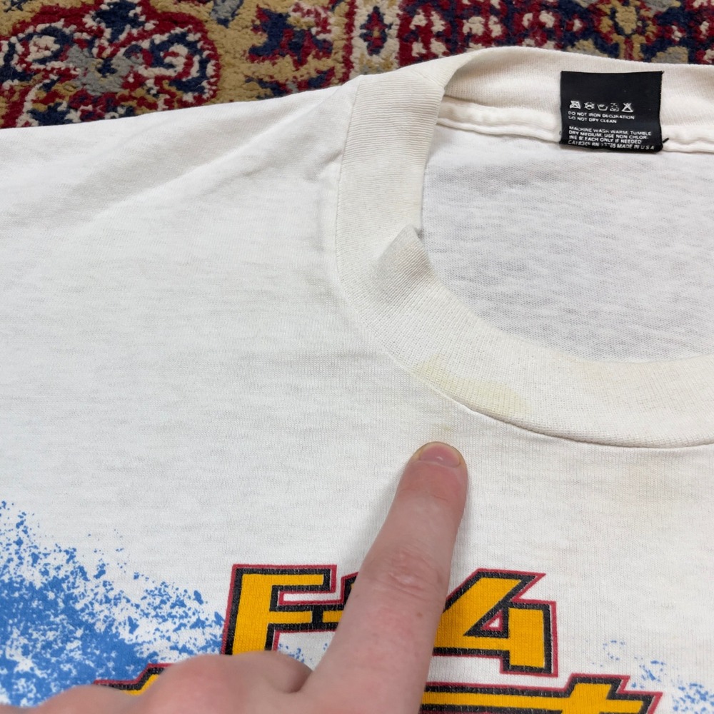 VTG Rare 1987 F-14 Tomcat Top Gun T Shirt Mens Large White Single Stitch 80s USA - Picture 9 of 9